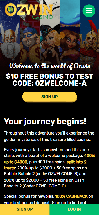 Ozwin Casino Mobile screenshot